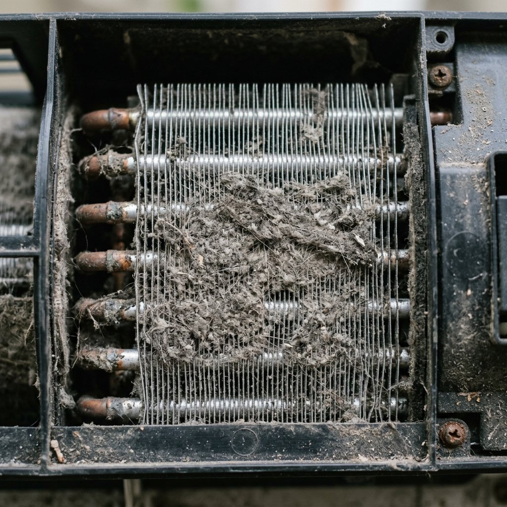 Dirty AC Cooling Coil before cleaning