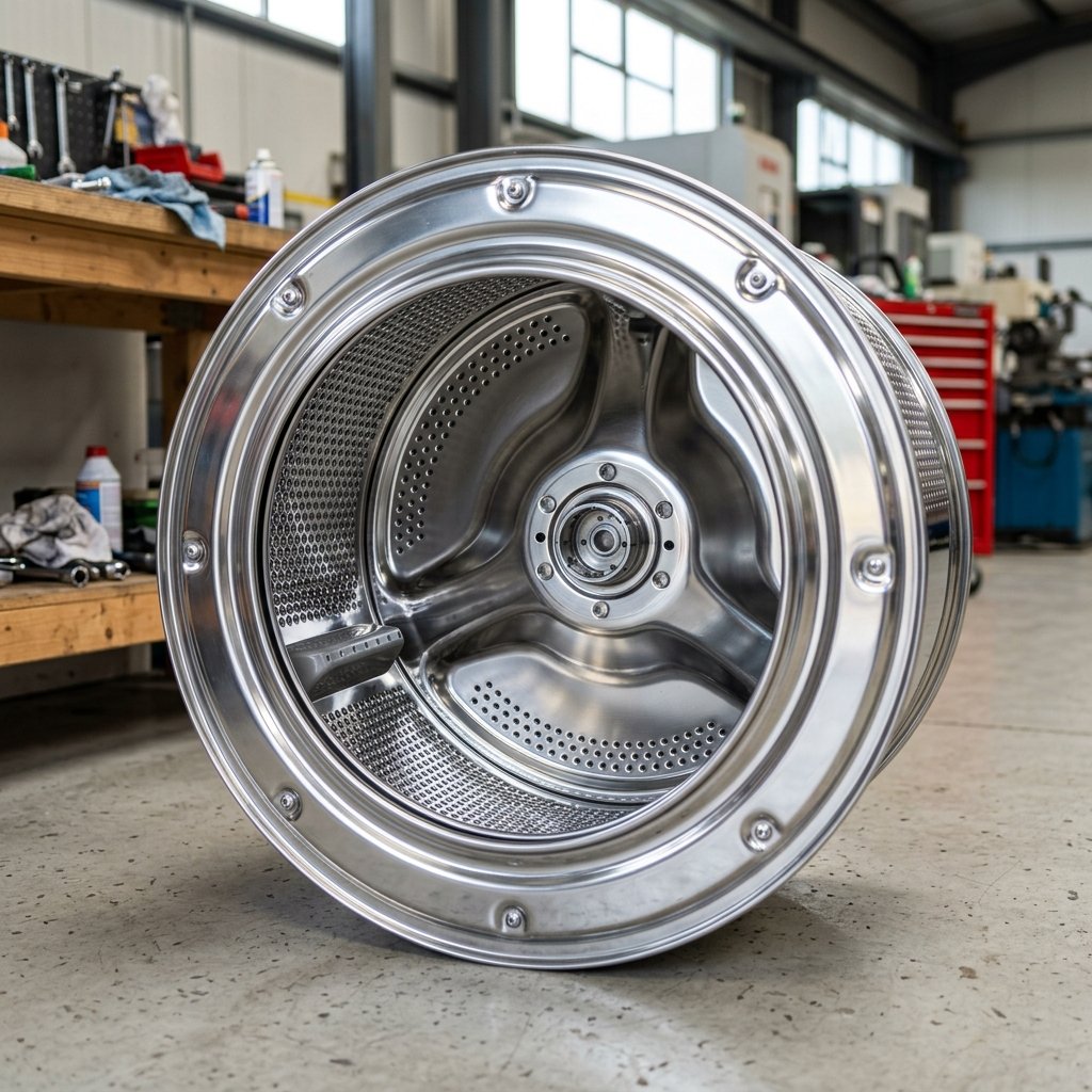 Polished washing machine drum after repair